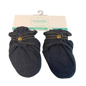 New in Bag Trimfit Infant Booties 6 Months Allover Denim w/ Clasp #13003